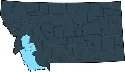 Map showing counties served for Butte